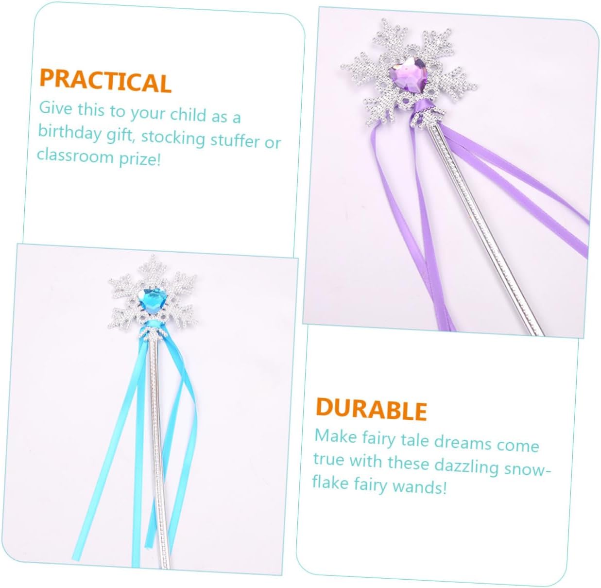 6pcs Snowflake Fairy Wands for Ribbons Material Role Play for Birthday Party Dress Up Halloween Cosplay Stage Performance
