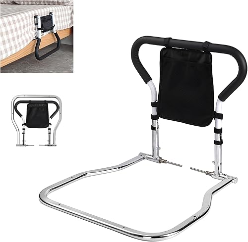 Barandilla plegable para personas mayores, barra de apoyo médico de altura ajustable con bolsa de almacenamiento gratuita, se adapta a camas King,