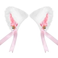 Vista 10 de EVERMARKET Pinza para el pelo de orejas de gato con campana, diadema de anime para cosplay, Negro-interior rojo