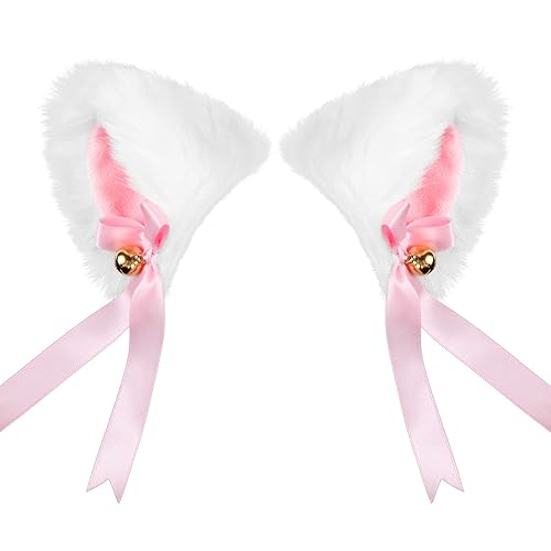 Clip de pelo de orejas de gato peludo con campana,Anime Cosplay Fancy Headband,C Clip de pelo de orejas de gato peludo con campana,Anime Cosplay Fancy Headband,C