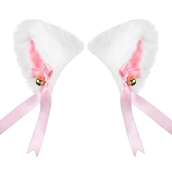 EVERMARKET Faux Furry Cat Ears Hair Clip with Bell,Anime Cosplay Fancy Headband