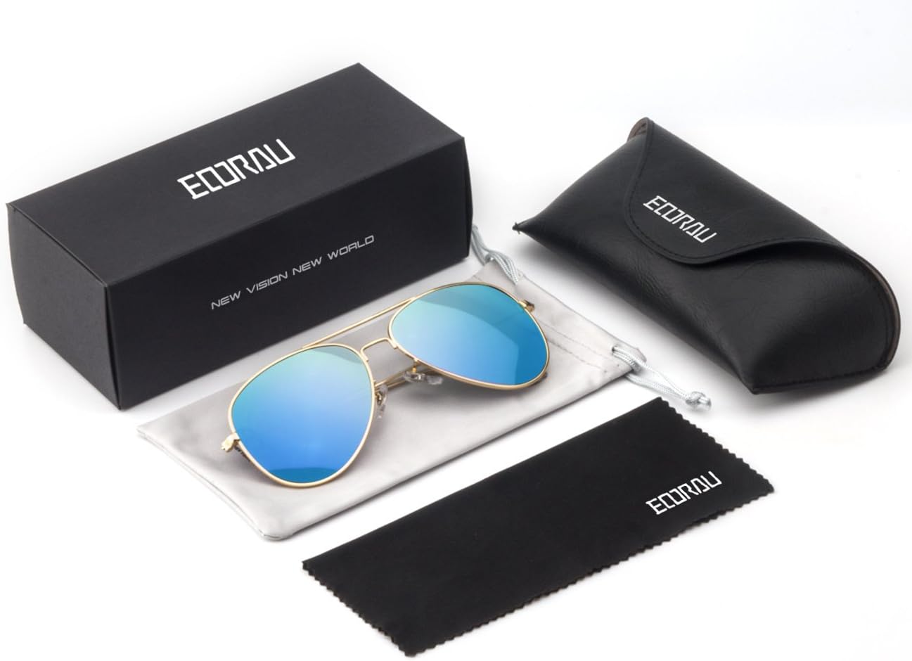 Womens Aviator Sunglasses Polarized Mirrored for Mens Travel,Drive,Fishing Sun GlassesUV-400 (Blue lens/Gold frame)