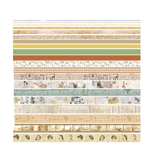 KEOJI 20 Rollos Vintage Washi Tape Set Ancho Floral Sello Carta Periódico Viejo Cinta Decorativa ing DIY Papelería Útiles Escolares-S,Eternity of Memory