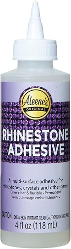 Aleene's Adhesivo de diamantes de imitación de 4 onzas líquidas para joyas, cristales, diamantes de imitación y adornos, se seca transparente