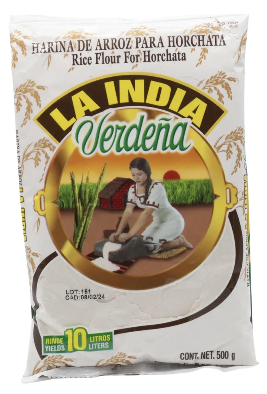 La India Verdeña Traditional Rice Flour For Horchata Drink Mix – Box of 24 Bags, 500 g Each, Horchata | 100% Natural Mexican Rice Beverage Powder | No Preservatives, No Colorants, No Artificial Flavors | Ready to Prepare, Makes up to 10 L per Bag