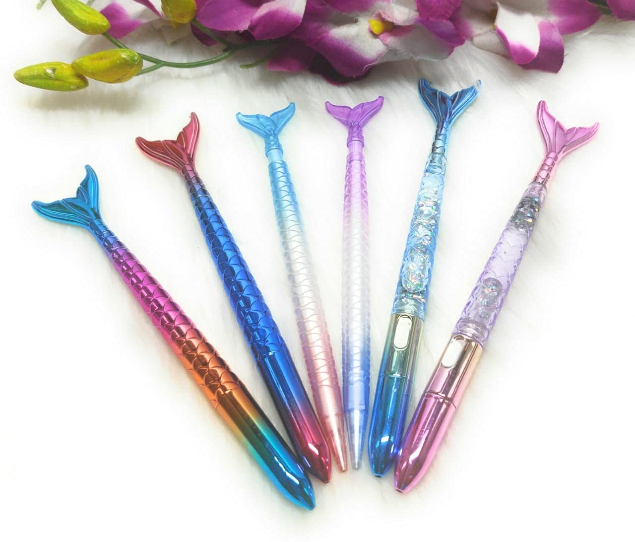 TERA 13 Birthday Gifts Pen for Girls (6 Pcs) Mermaid Pen for Girls, Pen for Kids, Glitter Pen for Girls, Mermaid Theme Led Pen for Kids, Gift Pen Set for Girls