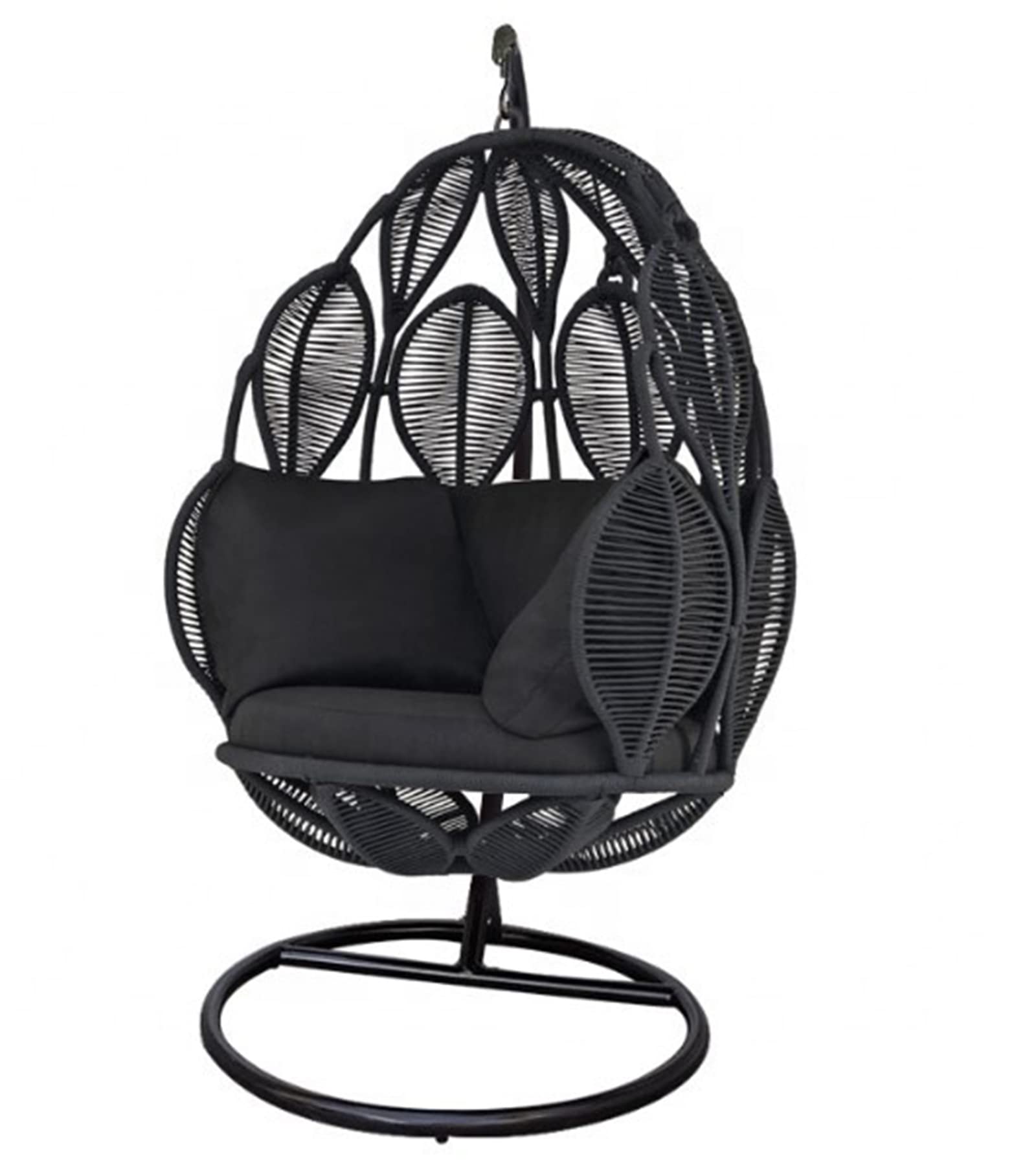 Hamaca colgante de ratán con soporte para jardín, balcón, interior y exterior, columpio (suelo)