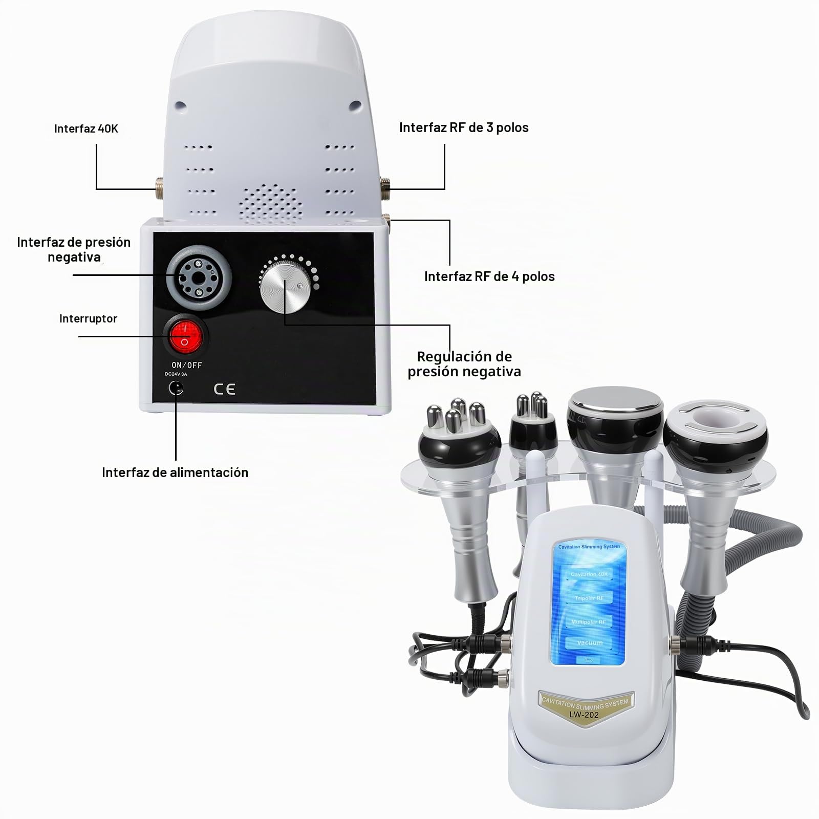 40K Masajeador Anti Celulitis Dispositivo Adelgazante,Lipocavitación Cara y Cuerpo Entero Masajeador Adelgazante Reafirmante,Máquina De Escultura Corporal De Radiofrécuencia 4 en 1,Apriete La Piel