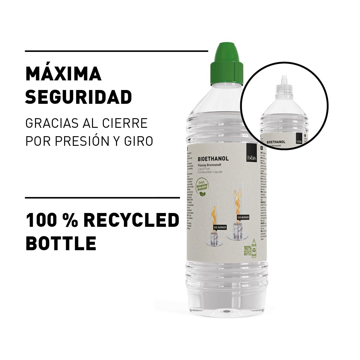 höfats - Bioetanol líquido para Spin 900 | 1200 - etanol sin humo ni hollín - 6 x 1 litro - accesorios para Spin 900 | 1200 y Bio-Burner, la chimenea de mesa para uso interior y exterior