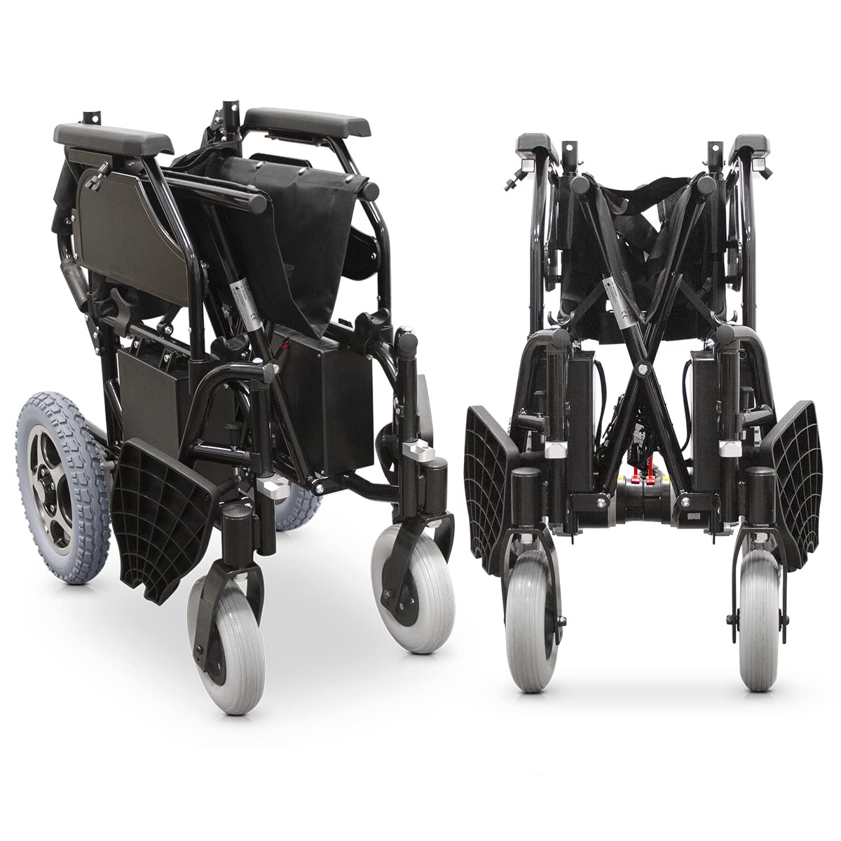 QUIRUMED Silla de ruedas eléctrica plegable EASY PLUS, Acero, Autonomía 20 Km, Frenado electromágnético, Velocidad máxima de 7 km/h, Para mayores, Para minusválidos
