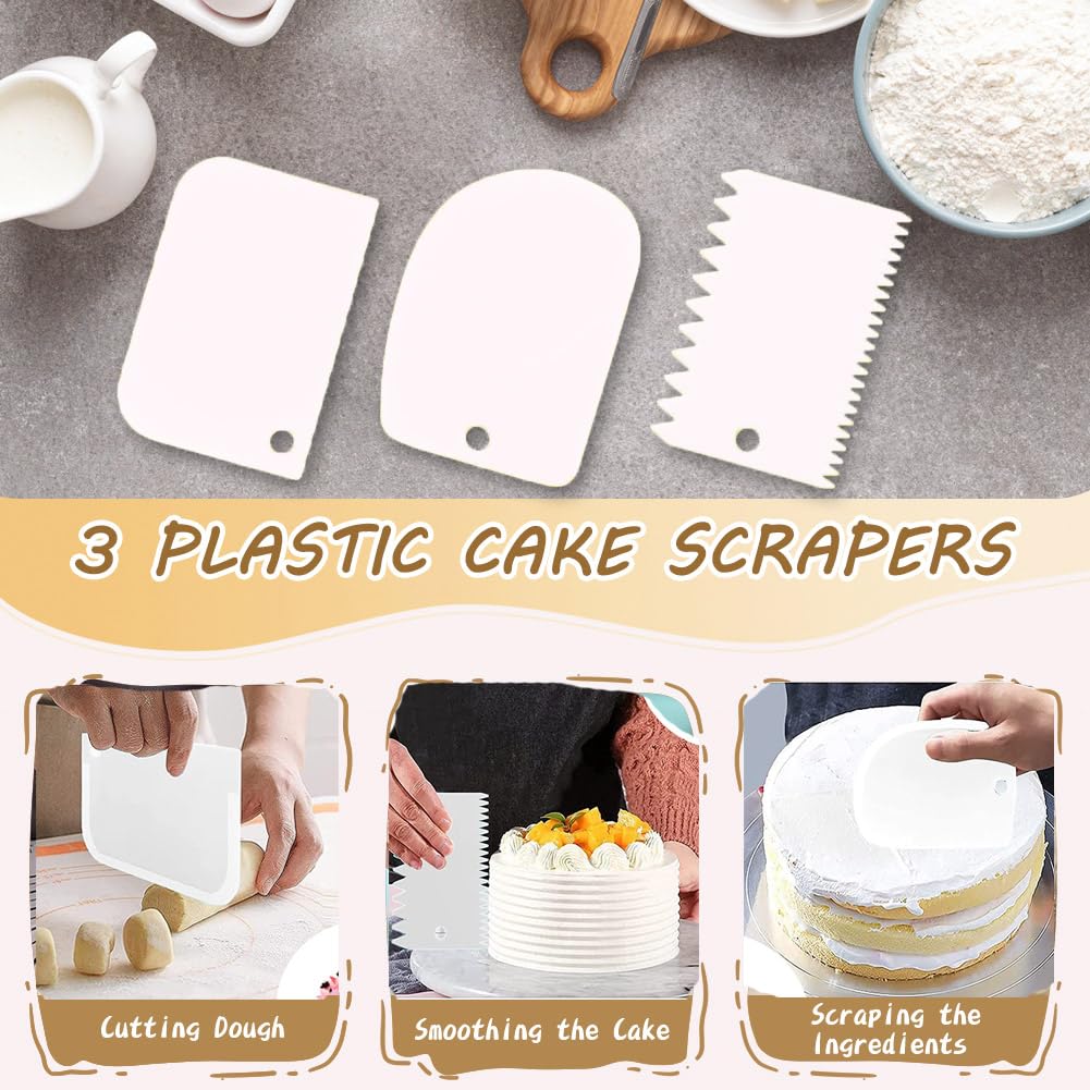 Spritztüllen-Set aus Edelstahl, Spritztüllen und Tüllen-Set für Cupcakes, Kekse, Kuchen, Dekoration, Spritztülle, Zuckerguss-Spritze, wiederverwendbar, DIY-Backwerkzeuge mit Sahneschaber und 6