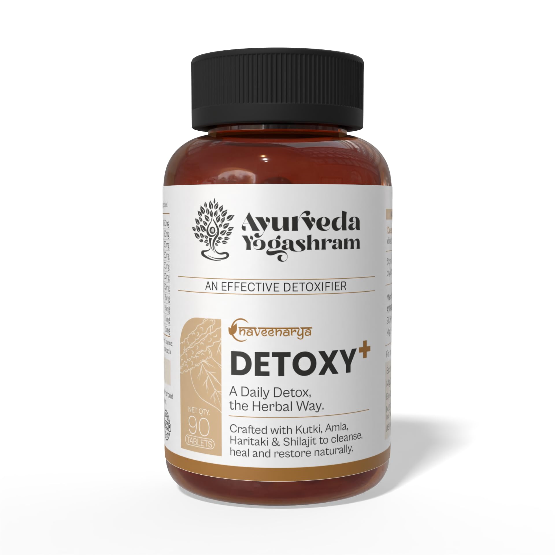 Ayurveda Yogashram Detoxy Plus – Liver & Kidney Detox Supplement for Men & Women | Ayurvedic Ingredient s | 90 Tablets | Approved by Ministry of Ayush