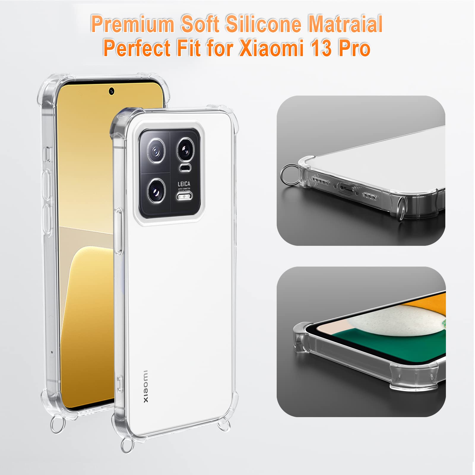 FMPCUON Handykette Für IPhone 13 Pro Max – Transparente Hülle Mit Umhängeband, Kartenfach, Dunkelgrün