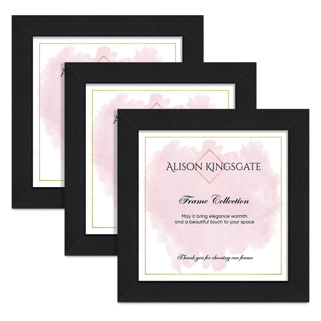 Alison Kingsgate 10X10 Black Modern Photo Frames Pack of 3 - Engineered Wood Picture Frame with Perspex Front - Ideal for Certificates - Wall Mount or Tabletop - Multiple Sizes & Colors — image 1