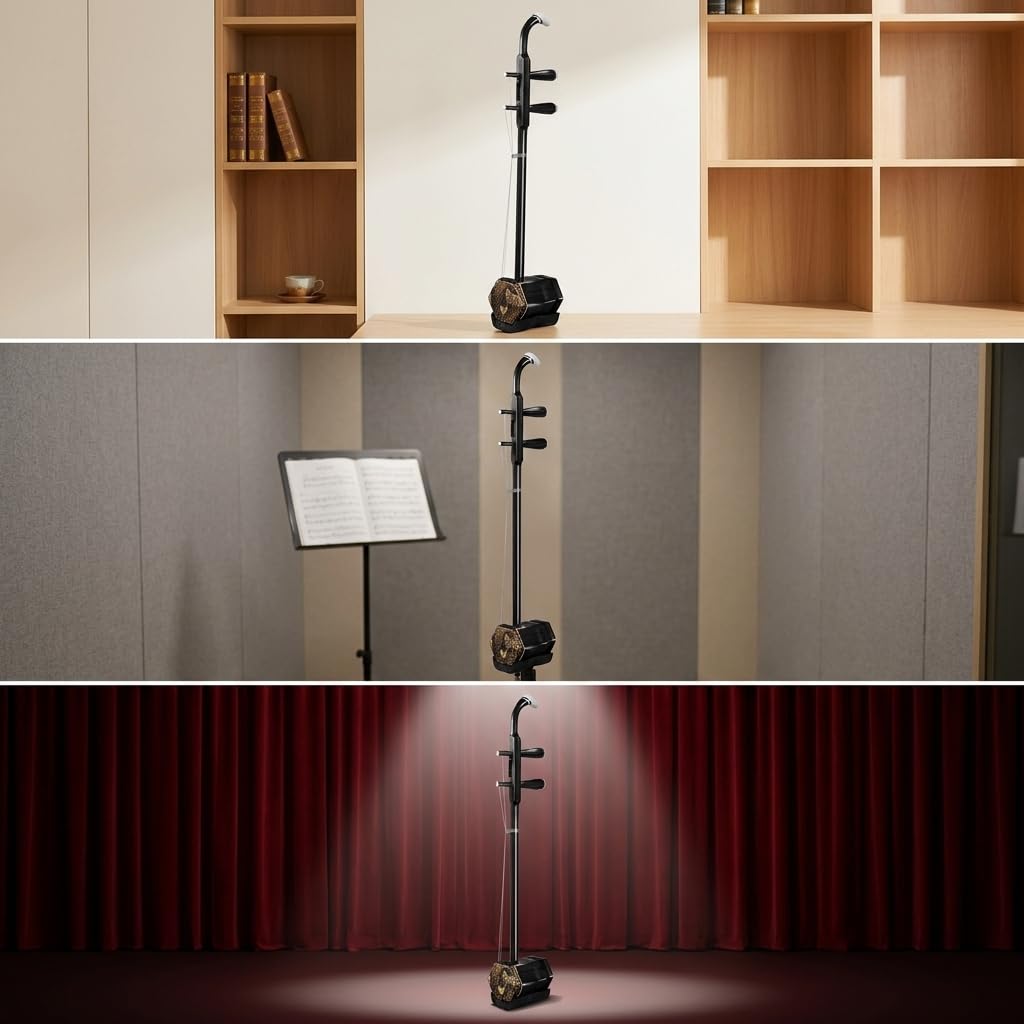 Chinese Hexagonal Instrumento Musical, Piel Serpiente, Erhu Principiante, sarrollo Habilidas, Para Compositores, Profesional, clásico negro