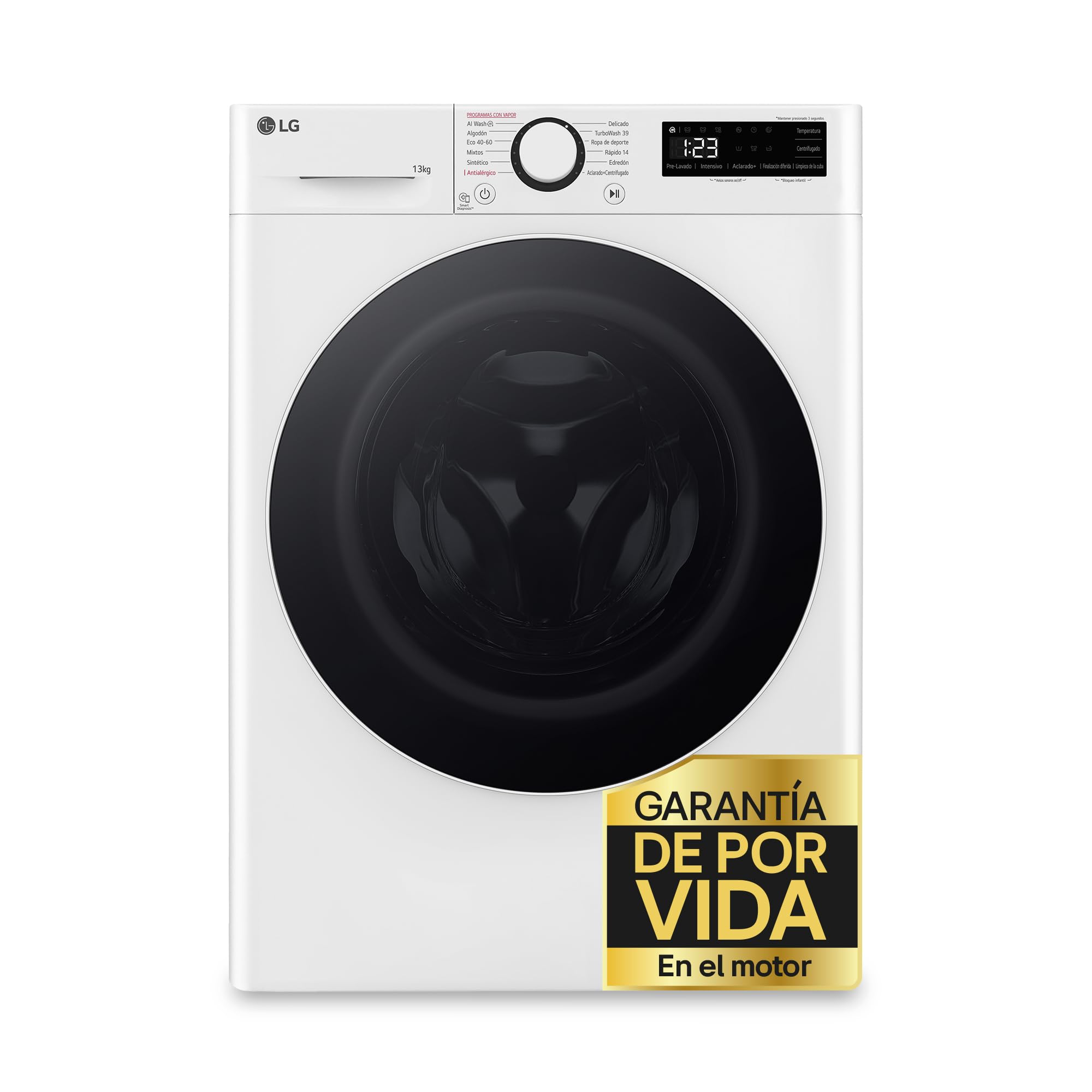 LG F4WR6013A0W - Lavadora Inteligente, 13kg, AI Direct Drive, 1400rpm, Carga Frontal, Clasificación A, TurboWash 360º, Vapor Steam, Serie 600, Blanco