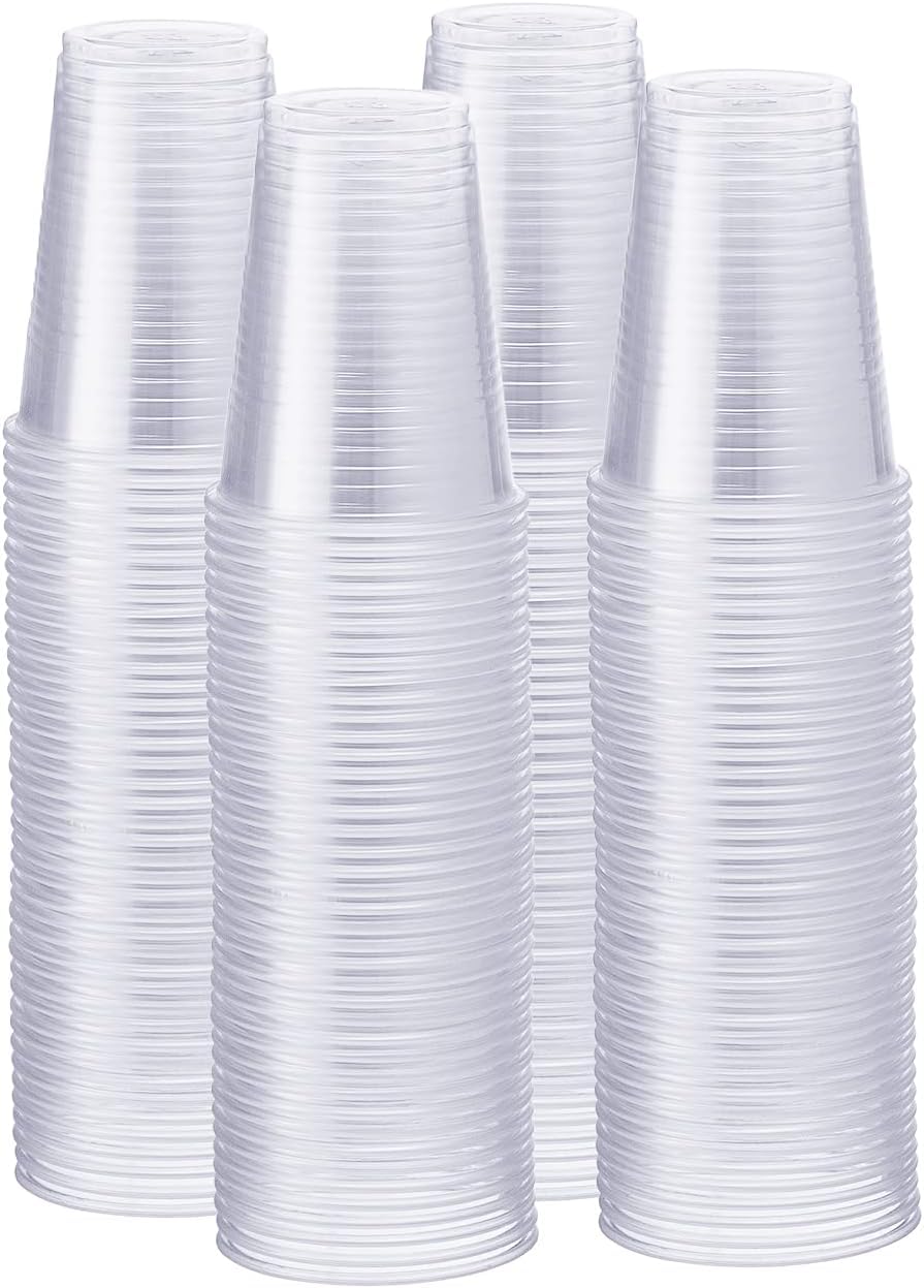 VIVAAS 100 X 7oz Clear Plastic Cups Disposable Drink Drinking Cups for Water Coolers, Travel, Camping, Offices, Home, Picnic, Everyday Use Parties and Events 180ml Durable Disposable Glasses