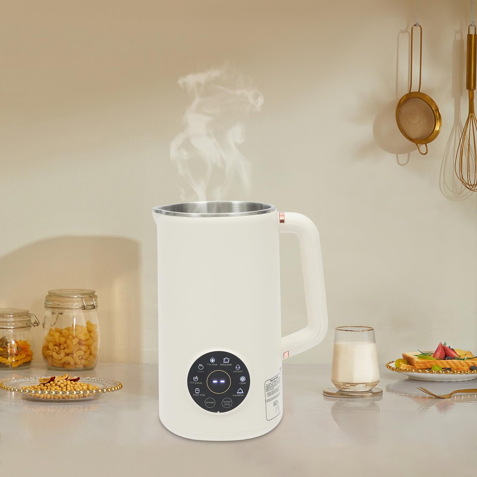 1000ml Entsafter Sojamilch Maschine,12-Stunden-Smart-Timer | Sojamilch Hersteller mit 10 Klingen Hafermilch Maschine,Blender Elektrisch für Nüsse Sojabohnen Getreide