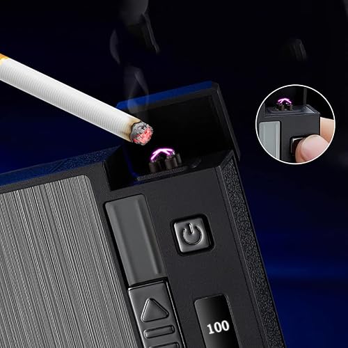 Miniatura 3 de BFULO Encendedor de velas de 20 cigarrillos regularescaja con encendedor de arco resistente al viento con pantalla de alimentación, recargable por
