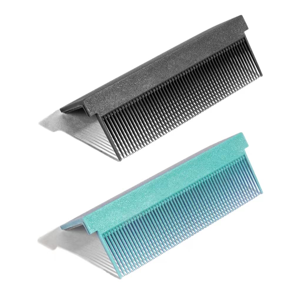 2Pcs Comb for Flat Iron Straightening Comb Attachment Removable Heat Comb for Flat Iron (Black+Blue)