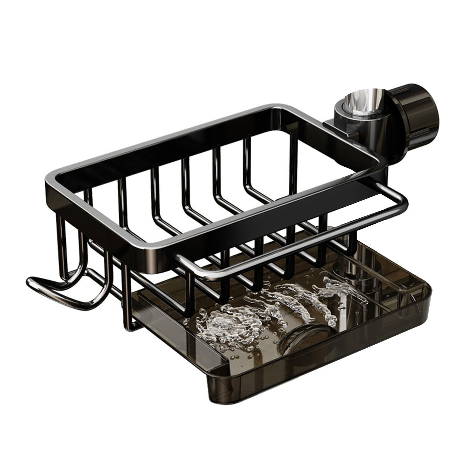 Tsophreniq Detachable Faucet Drain Rack Black Left Type Sink Sponge Storage for Bathroom Soap Detachable Drain
