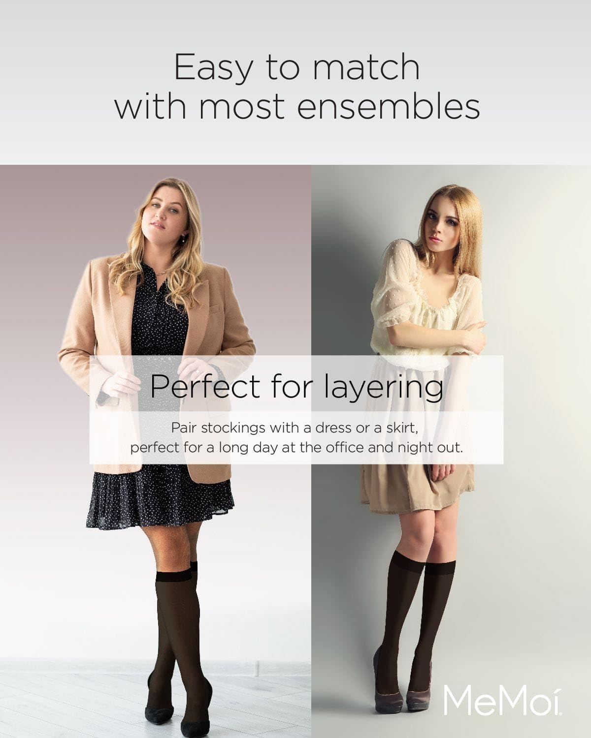 MeMoi Women's Microfiber Opaque 60 Denier Knee Highs