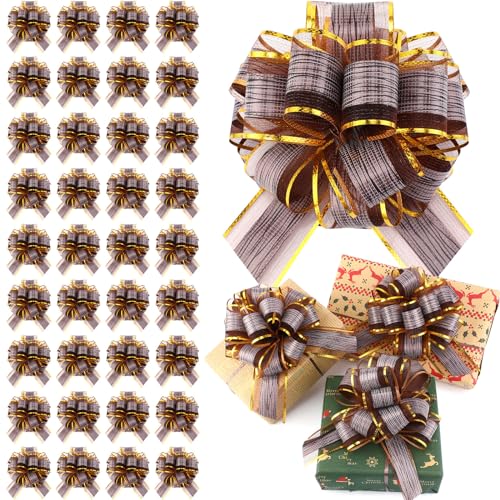 Poen 36個 6インチ 大型プルボウ ギフト用リボン ラッピングパーティー 誕生日 ホリデー ギフトボックス リボン バスケット パッケージ リボン クリスマス バレンタインデー プレゼント フラワーデコレーション (ブラウン)