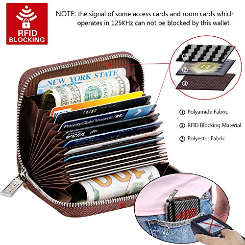 Image of FurArt Zipper Wallet Women, RFID Blocking Credit Card Wallet, Business Card Holder, Compact Size KeyChain Wallet, Carbon Fiber Black, small, Classic