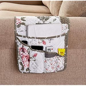 Brilliant Sunshine Rose and Toile Patchwork Sofa Armsteun 5 Zakken Organizer, Bank Stoel Armsteun Caddy, voor TV…