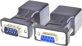 SHANFEILU RS232 DB9 to RJ45 Serial Adapter DB9 Male to RJ45 Female Serial Converter and DB9 Female to RJ45 Female Serial Coupler LAN Ethernet Cat5e Cat6 Extender Adapter 2pcs