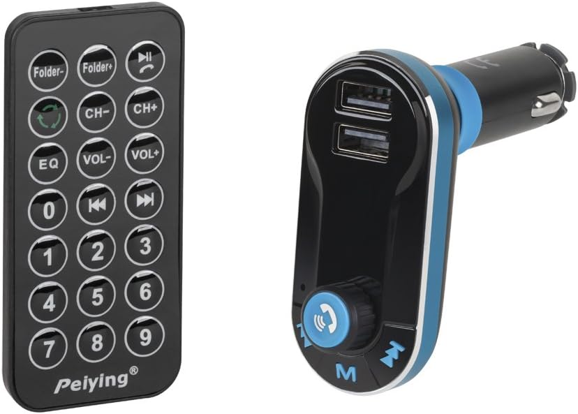 Peiying URZ0461 Bluetooth Car FM Transmitter with RDS Function with Remote Control/USB/SD/MMC Radio Stations 206 3.6 cm (1.4 Inch) LCD Display Black