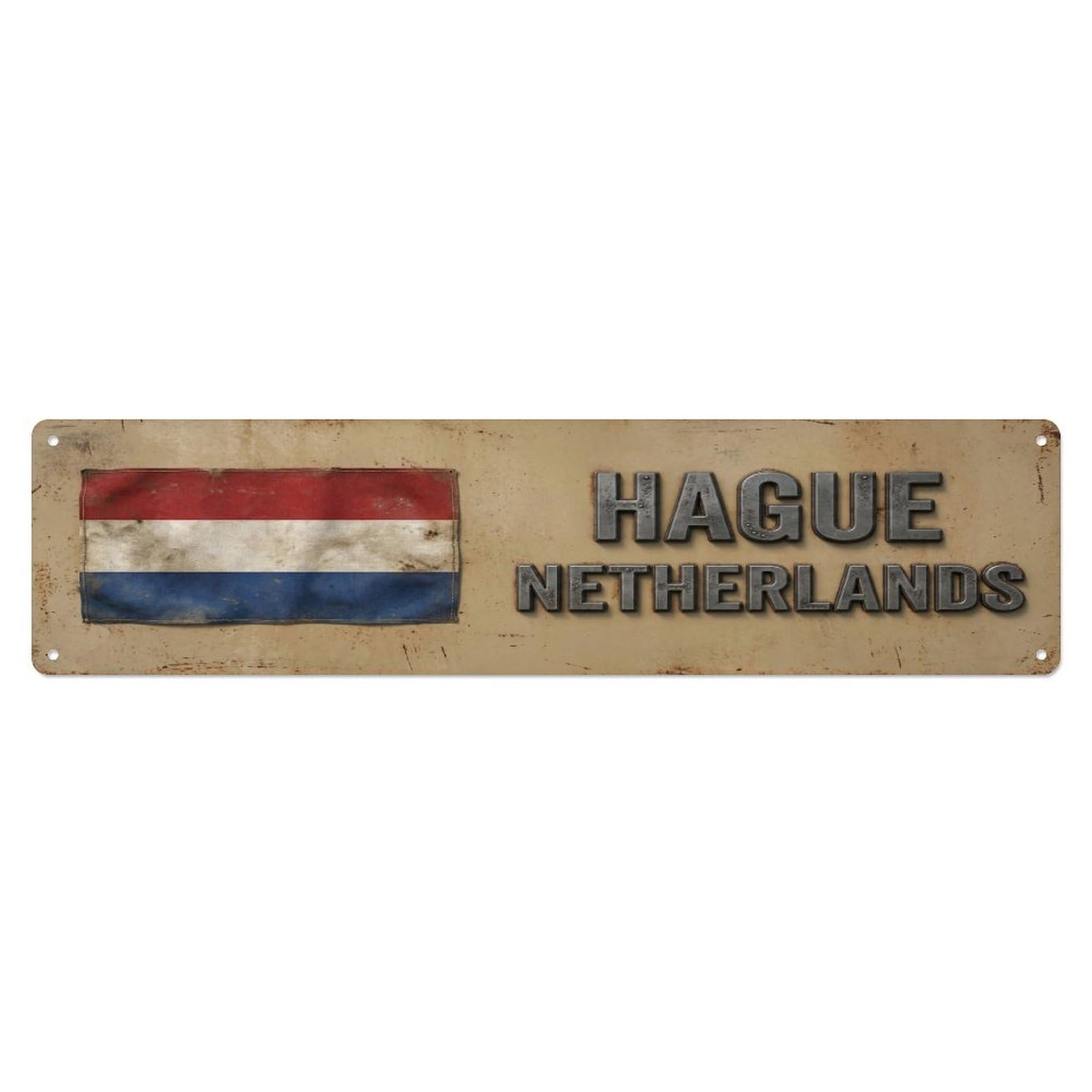 Tgrcjimh Style Metal Tin Sign Vintage Hague Netherlands Flag Decor Rustic Travel
