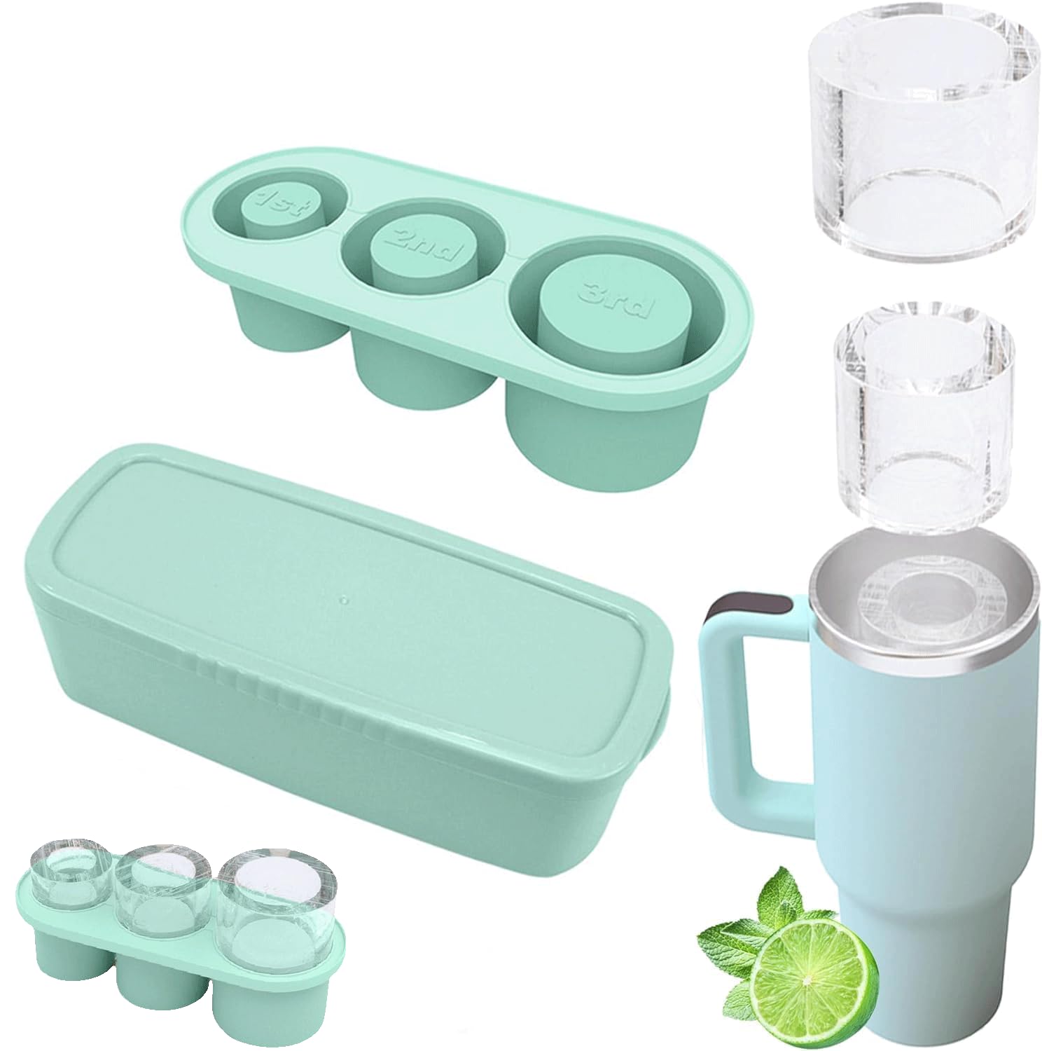 製氷器 Amazon | Stanley Cups用氷型 2024年最新 シリコーン製氷機 3つの中空