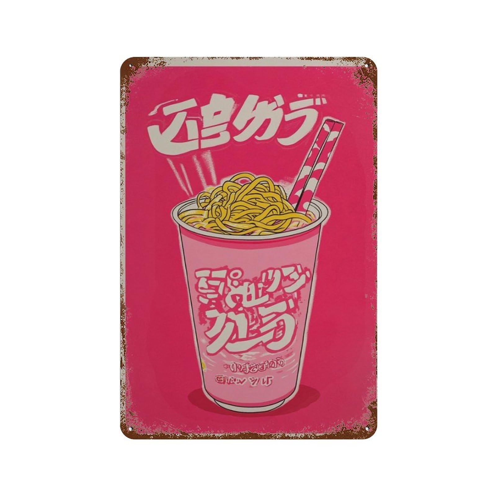 xiaoxiaoshen Japanese Noodle Ramen Cup Minimal Food Retro Pop Kitchen Wall Decor Art Metal Tin Poster Modern Home Decor Art Home Bar Shop Decorations Vintage Sign 30x20cm