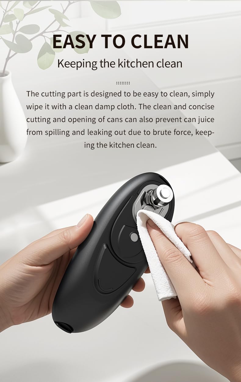 Automatic Can Opener for All Can Sizes Smooth Edge Magnetic Design for Seniors with Arthritis Hands Free Kitchen Gadget & Food Safety Battery Operated Easy Use for Home & Travel