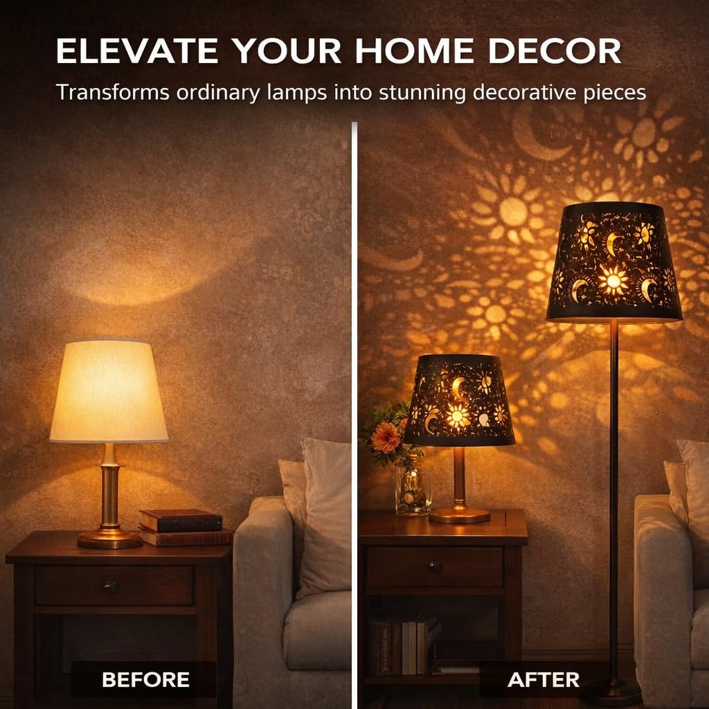 Shadow Metal Lamp Shade Hollow Out Iron Lampshade E27 E26 Clip On Lamp Shade for Table Lamp Floor Light Decorative Lighting for Living Room Bedroom