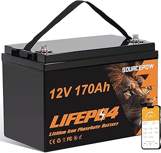 12.8V 170Ah LiFePO4 Lithium Battery BCI Group 31, Rechargeable Deep Cycle Batteries with 150A BMS, 8000+ Deep Cycles, for Trolling Motor, Boat, RV, Solar, Off-Grid