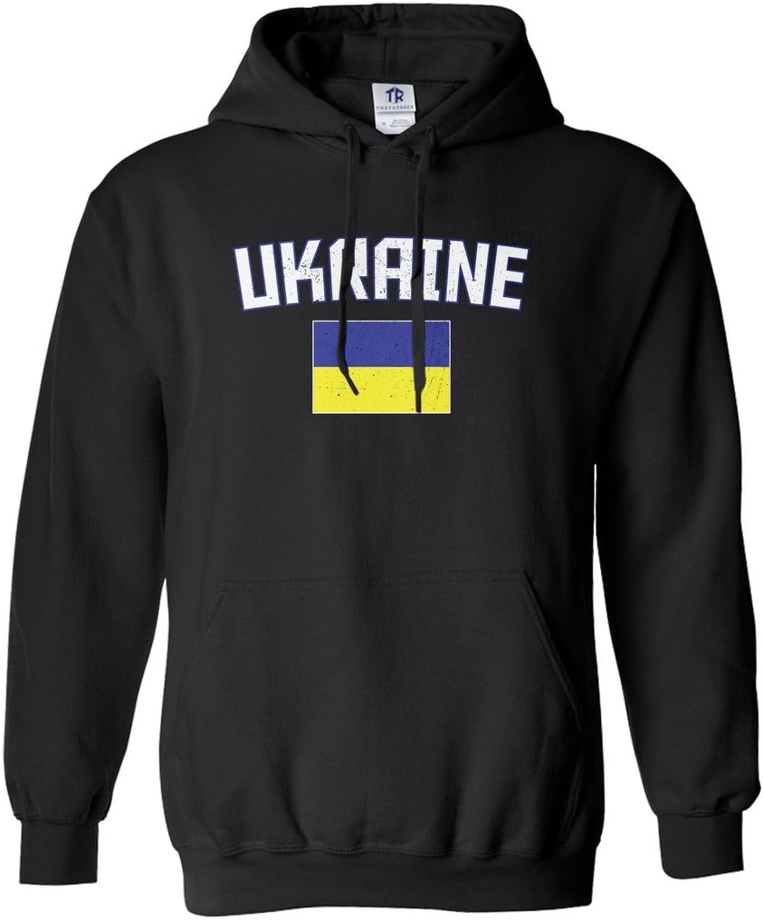 Threadrock Men's Ukraine Flag Hoodie Sweatshirt