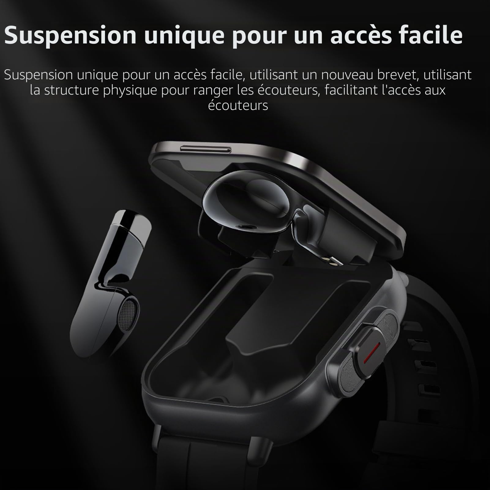 Montre Intelligente avec écouteurs, écran HD 2,01 pour Hommes et Femmes, Tracker d'activité étanche IP67, 100 + Mode Sport, Moniteur de Sommeil Fréquence Cardiaque, Podomètre pour Android et iOS