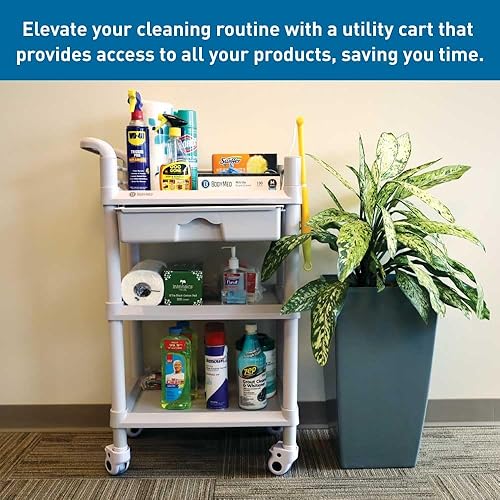 Miniatura 6 de BodyMed Carrito de utilidad móvil de 3 niveles, carrito de almacenamiento multifuncional de 360 grados, organizador de almacenamiento móvil para