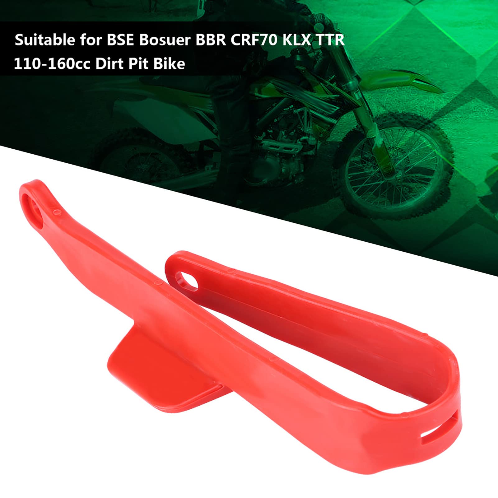 Akozon Protezione Forcellone, Protezione Forcellone Posteriore con Cursore Catena Moto per BSE Bosuer BBR CRF70 KLX TTR 110-160cc Dirt Pit Bike(Rosso)