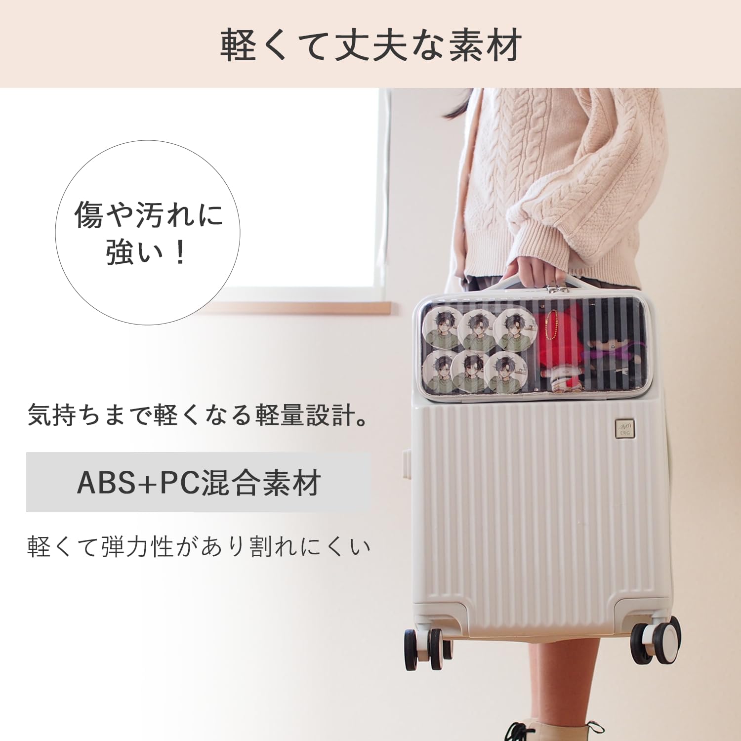 MOIERG luggage suitcase for Supporting Your Favorite Kawaii (White, Small)