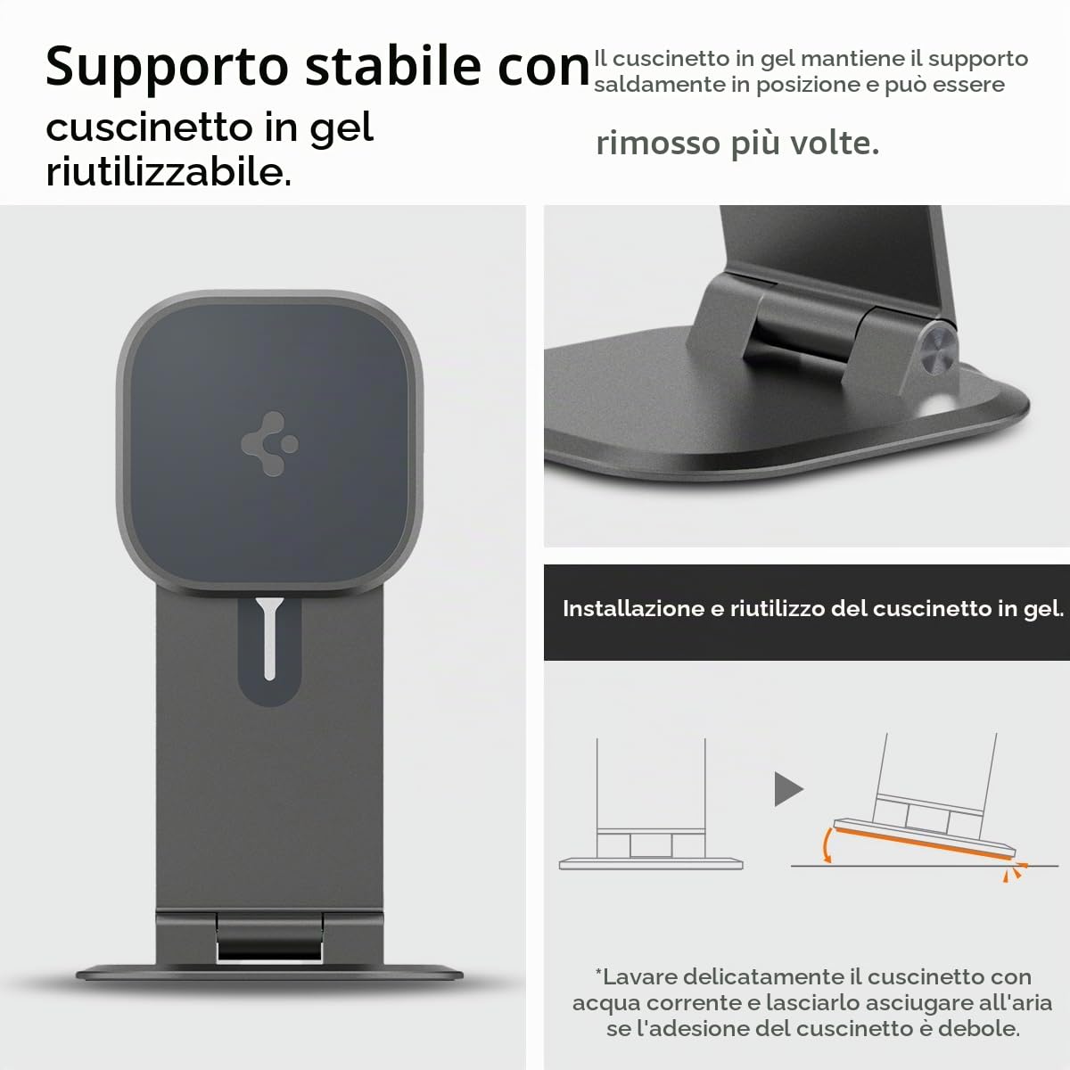 Spigen OneTap - Supporto magnetico regolabile per tablet, compatibile con iPad Pro, Air, Mini, multiangolazione, colore: grigio