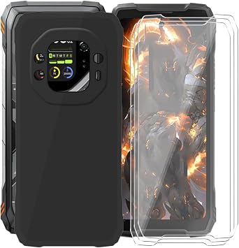 for Blackview Oscal Tank 1 6.78" Case, with [ 3 x Screen Protector Tempered Glass Film], Black Soft Silicone Cover Shockproof Bumper Protection Case for - Black