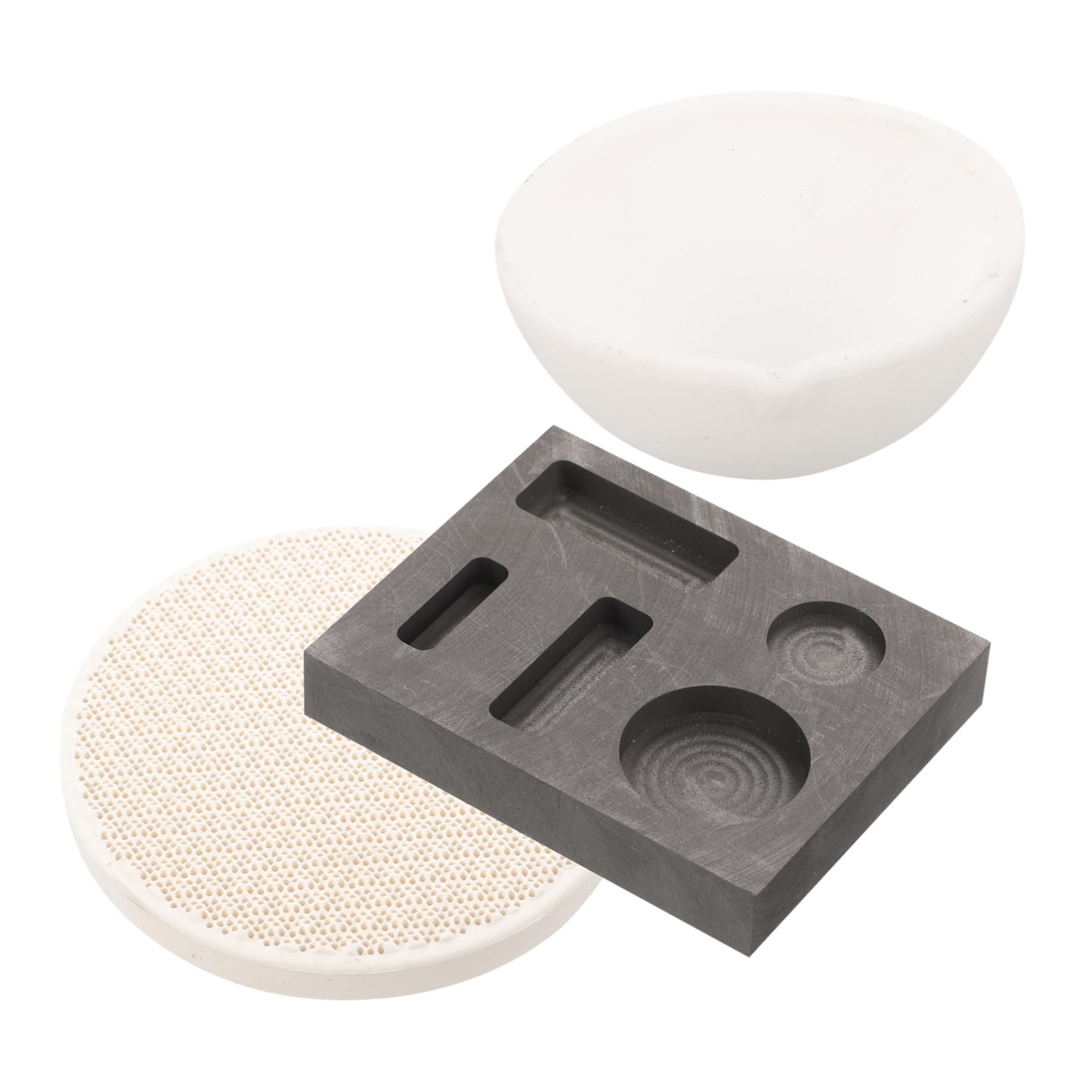 DOITOOL 4 Juegos Crisol de crisol herramientas de fusión kit de fundición a mano molde de lingote molde de grafito crisol de grafito de laboratorio crisoles de grafito de arcilla sílice