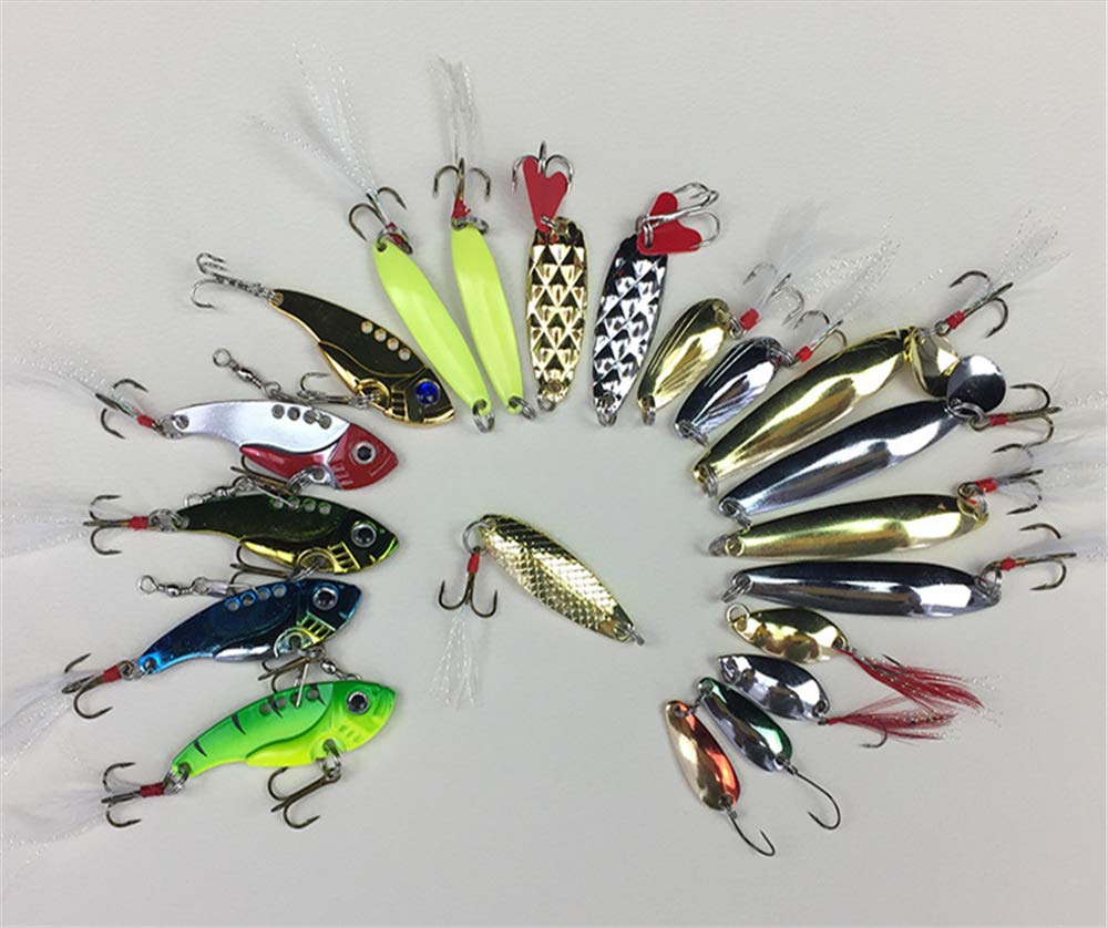 21Pcs Kits de señuelos para Pesca, LAEMALLS Cebos Artificiales de Pesca Cebo Duros/Suaves, Ojos 3D, Accesorios Cebos Articulos de Pesca para la Pesca, Trucha, Bagre, Bass, Salmón y Lucio#2