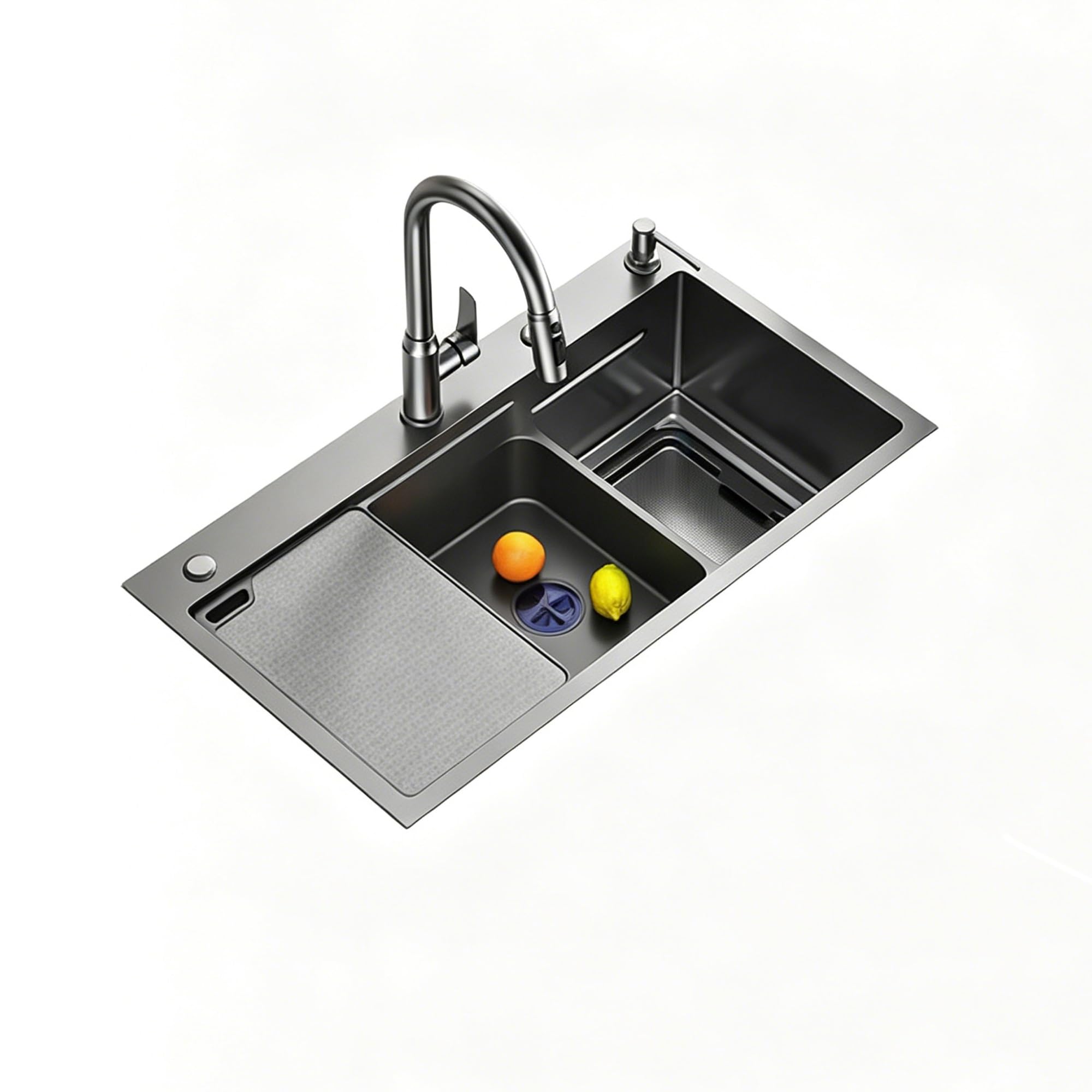 SC Kitchen Sink, Stainless Steel Single Sink with Drain Kit and Strainer, Suitable for Restaurants Cafes(C)