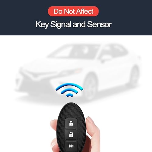 Miniatura 5 de INFIPAR 2 piezas compatibles con Nissan Infiniti KBRASTU15 Smart 3 botones de fibra de carbono con aspecto de silicona FOB funda protectora sin