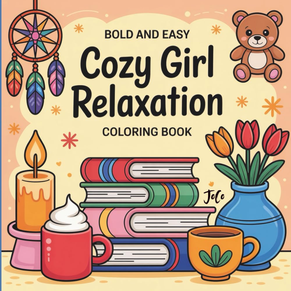 Bold and Easy Cozy Girl Coloring Book: Cozy and Simple Designs for Relaxation