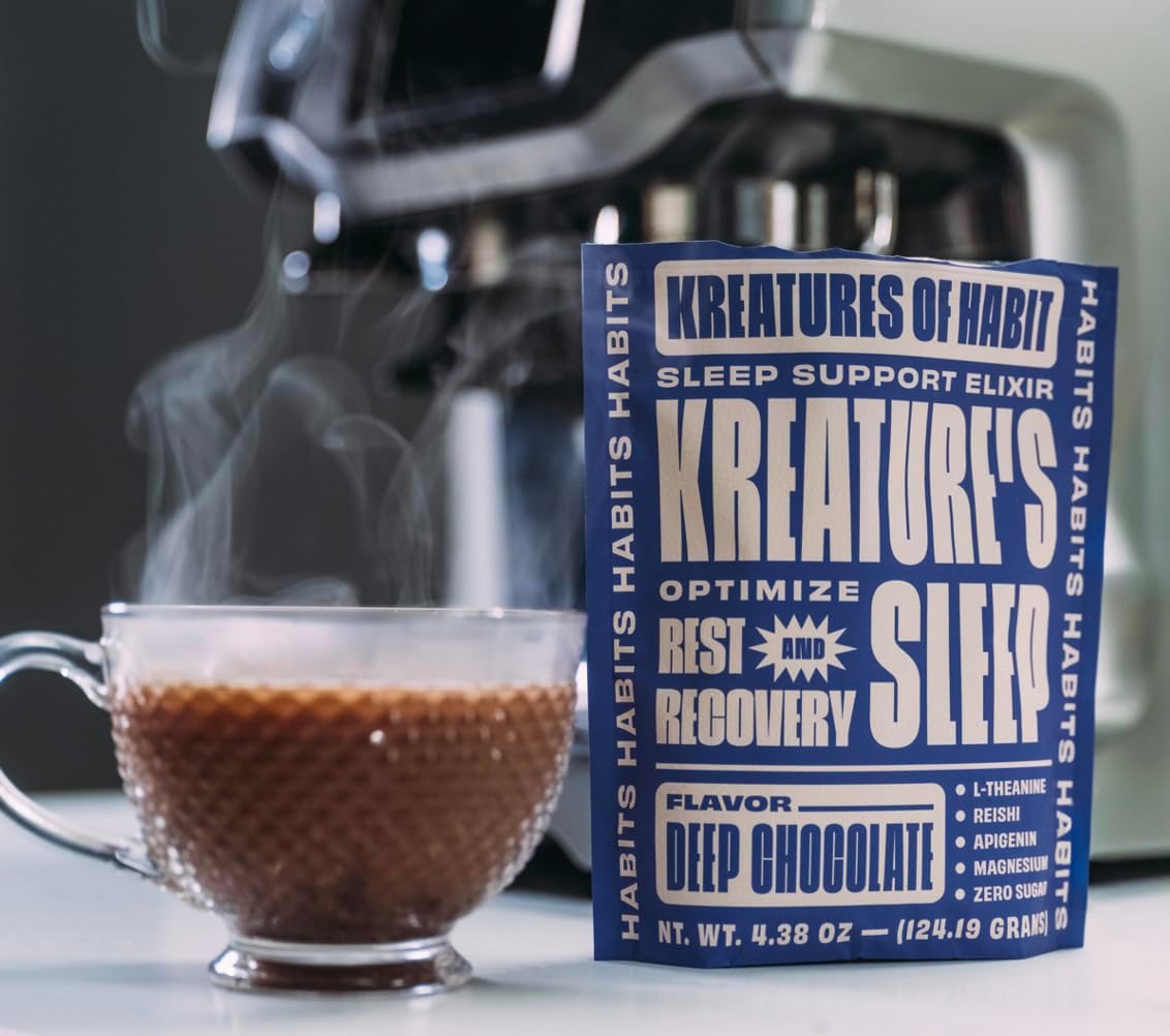 Kreatures of Habit | KREATURE'S Sleep | Sugar-Free, Sleep Support Elixir | with Ashwagandha, Chamomile, GABA, L-Theanine, Reishi & Magnesium | Chocolate